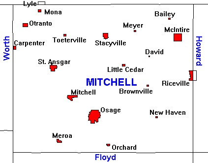 Map of Mitchell's towns