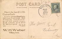 Ad for W. H. Weber, Villisca
