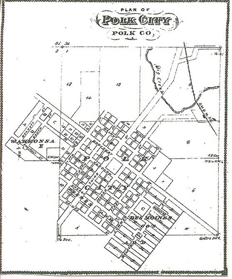 Polk City, Polk County, Iowa 1875 Map