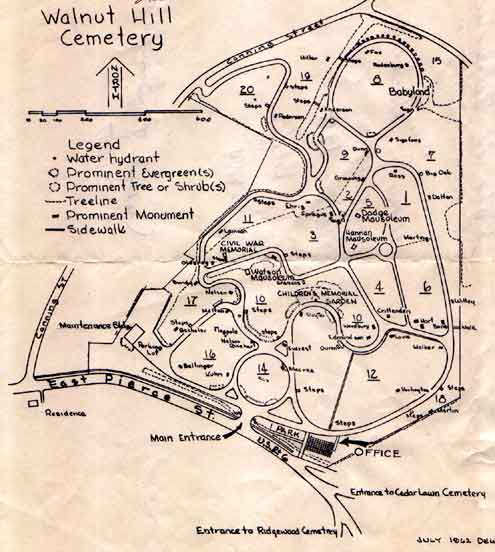 Walnut Hill Cemetery Map. (Click for larger image)