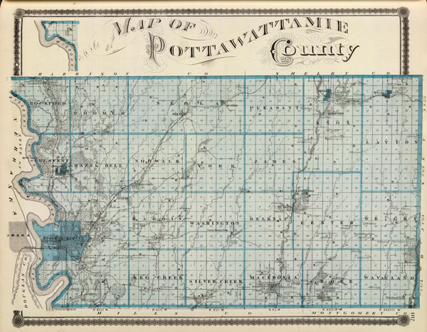 1875 map of Pottawattamie County, Iowa