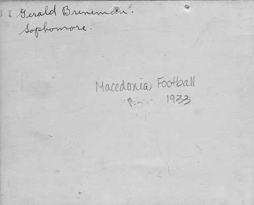 Back of Macedonia Football Team 1933 Photo