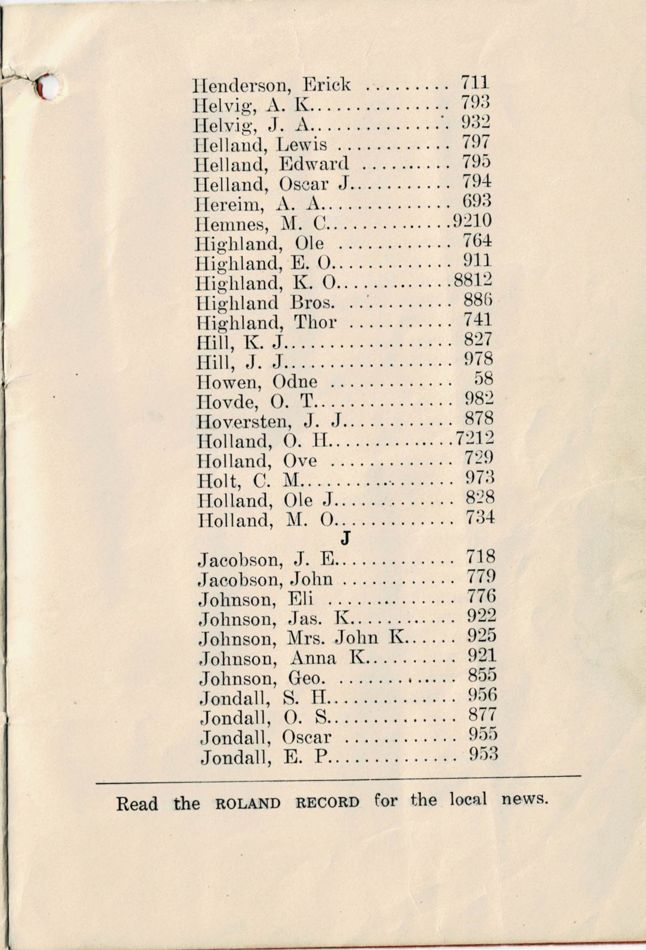 1913 Roland Telephone Directory image 17