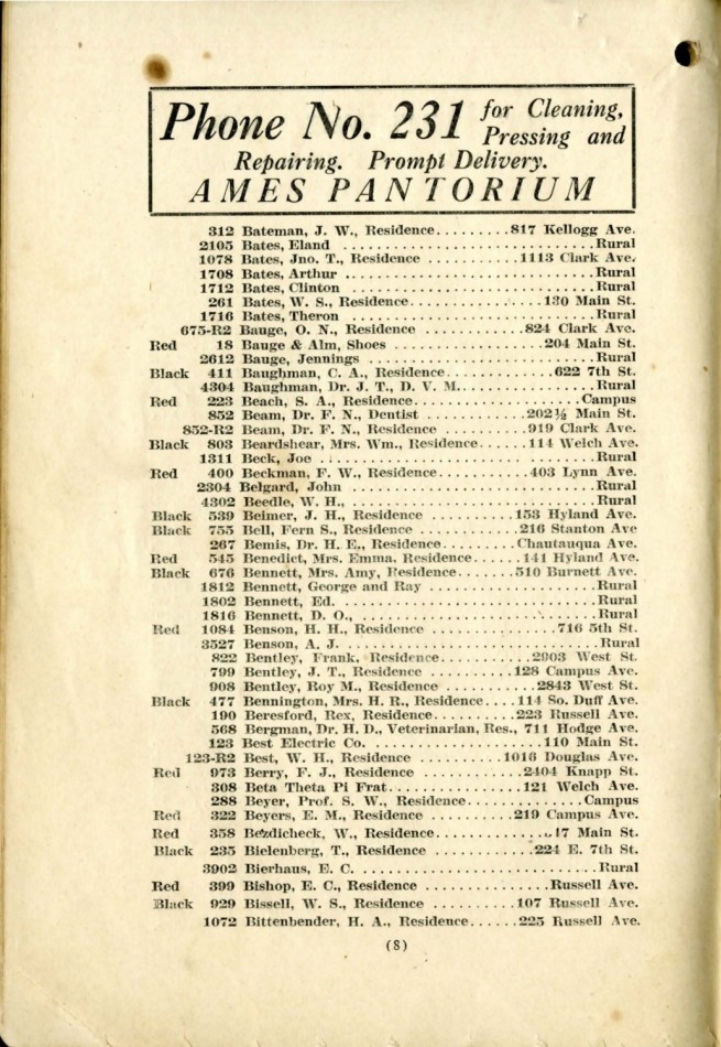 Ames November 1915 Telephone Directory image 10