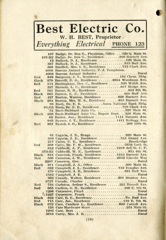 Ames November 1915 Telephone Directory image 12