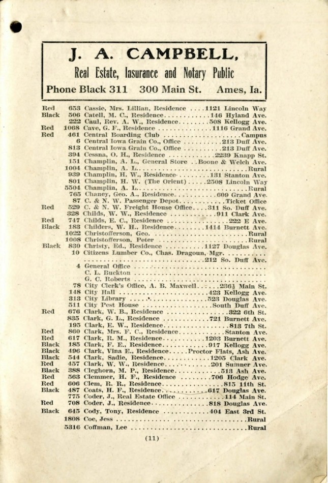 Ames November 1915 Telephone Directory image 13