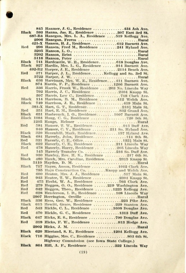 Ames November 1915 Telephone Directory image 21