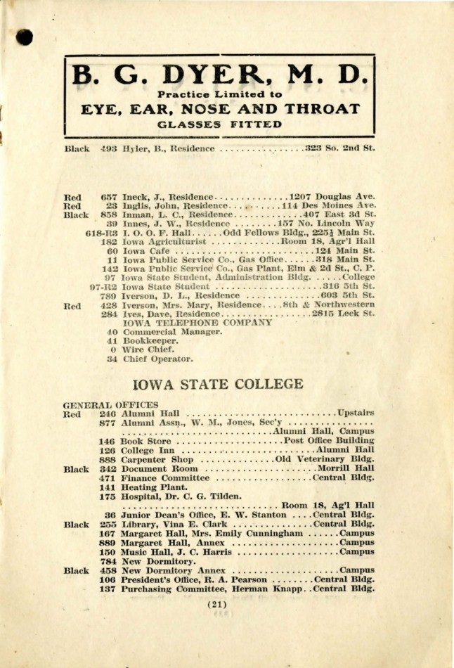 Ames November 1915 Telephone Directory image 23