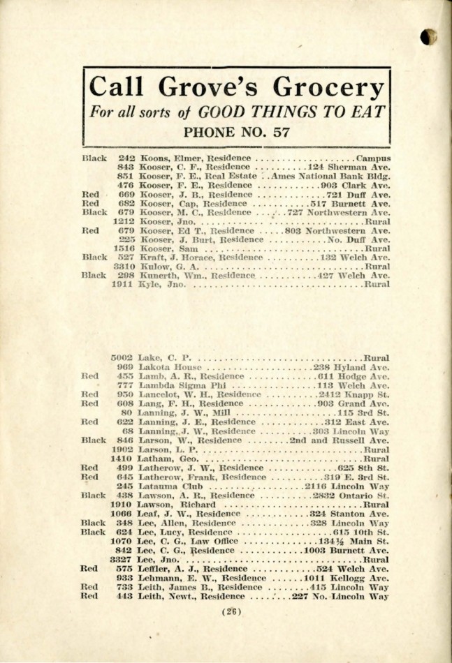 Ames November 1915 Telephone Directory image 28