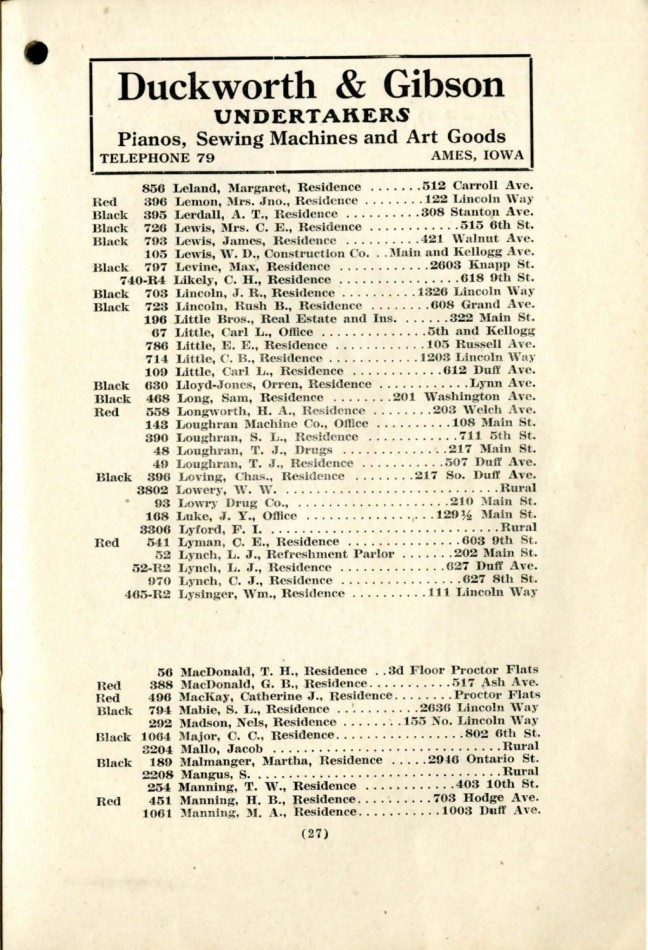 Ames November 1915 Telephone Directory image 29