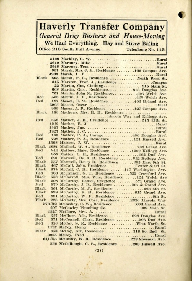 Ames November 1915 Telephone Directory image 30