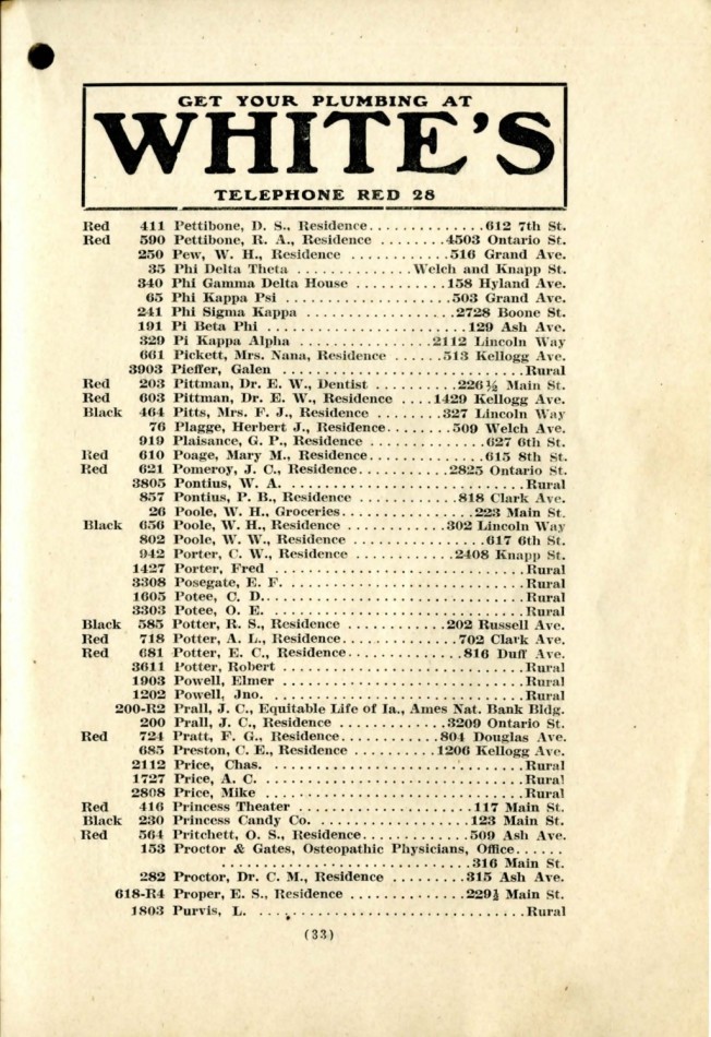 Ames November 1915 Telephone Directory image 35