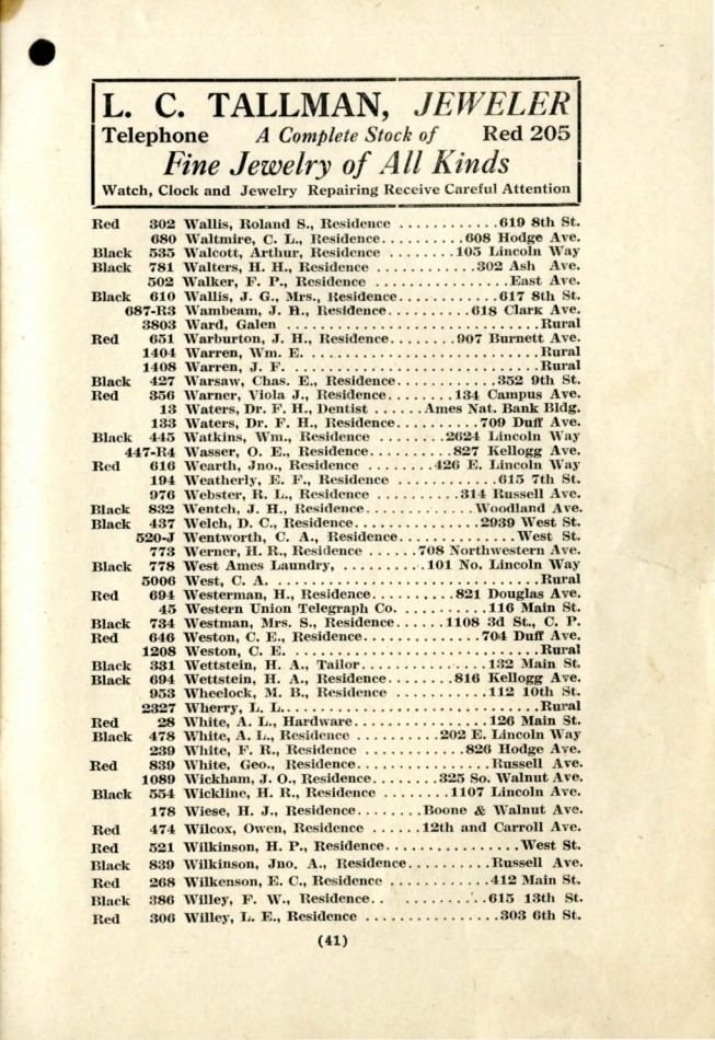 Ames November 1915 Telephone Directory image 43