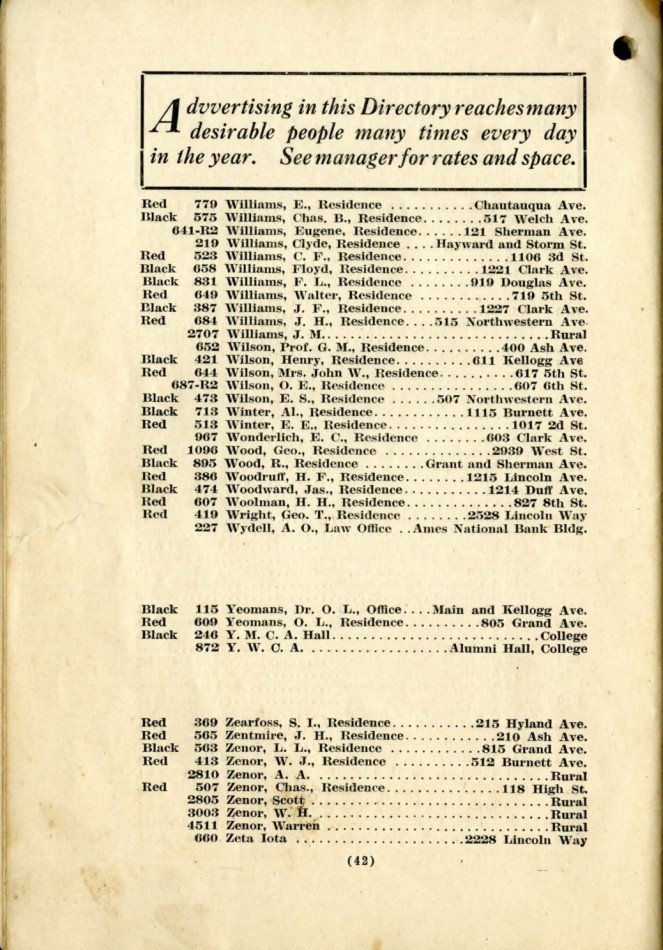 Ames November 1915 Telephone Directory image 44