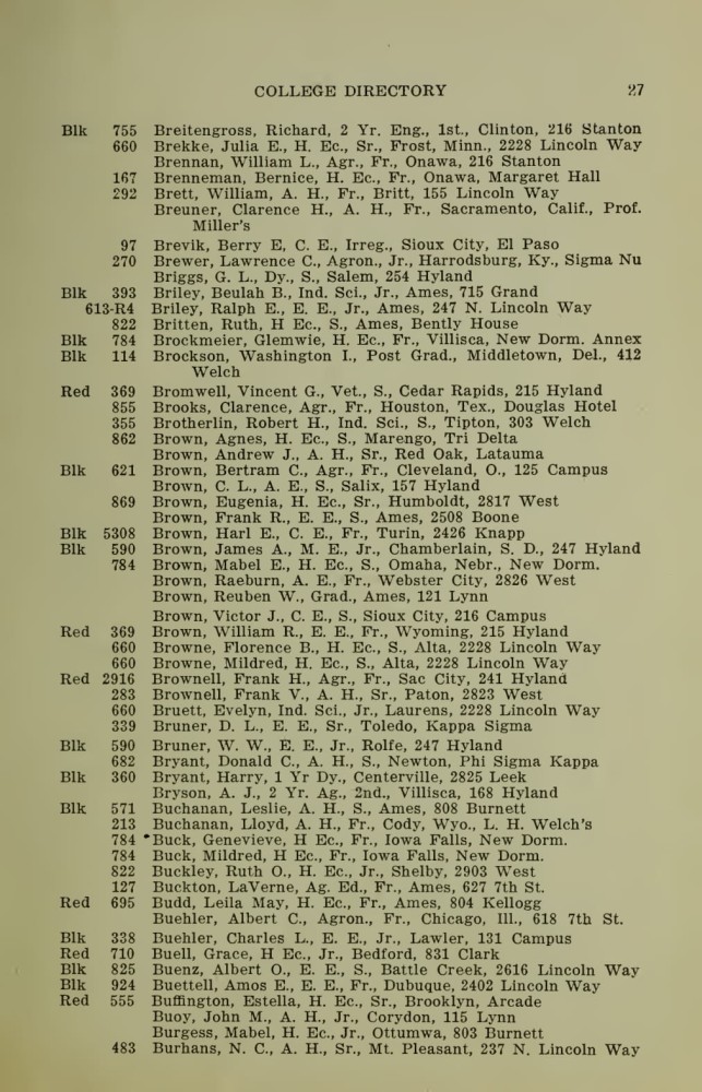Iowa State College October 1915 Directory image 27