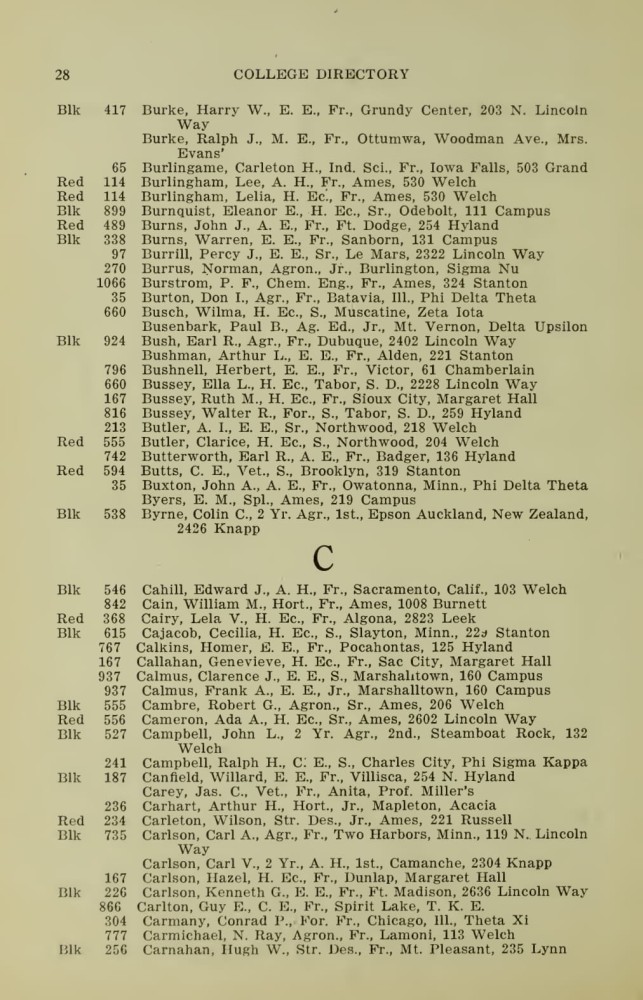 Iowa State College October 1915 Directory image 28