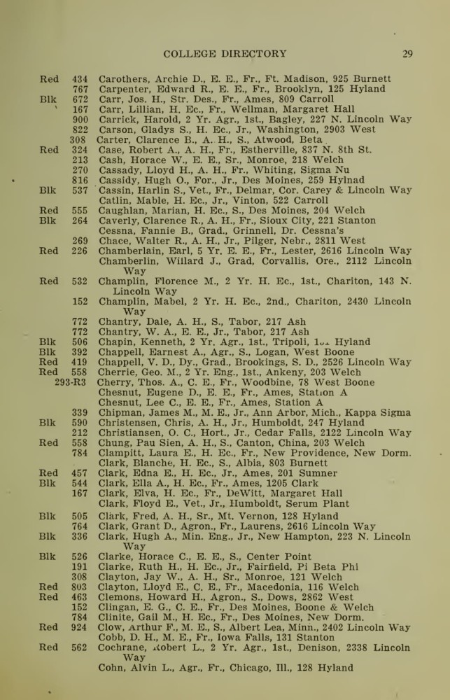 Iowa State College October 1915 Directory image 29