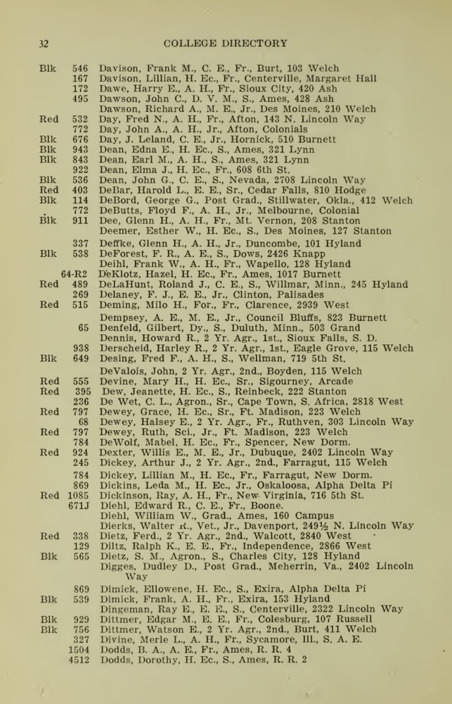 Iowa State College October 1915 Directory image 32