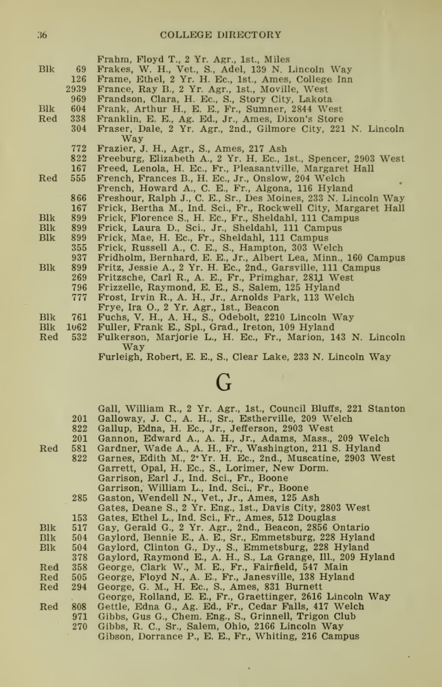 Iowa State College October 1915 Directory image 36