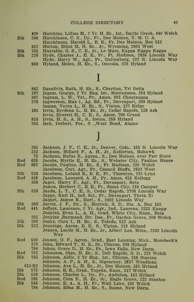 Iowa State College October 1915 Directory image 47