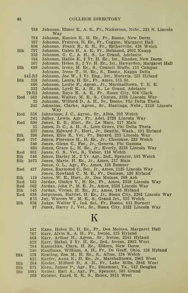 Iowa State College October 1915 Directory image 48