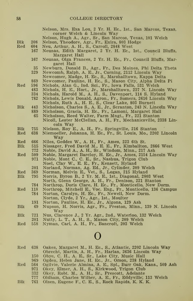 Iowa State College October 1915 Directory image 58