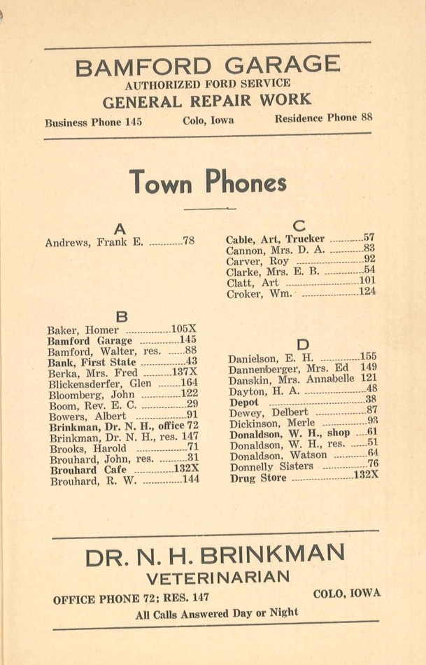 Colo Telephone Company 1940 Directory image 05