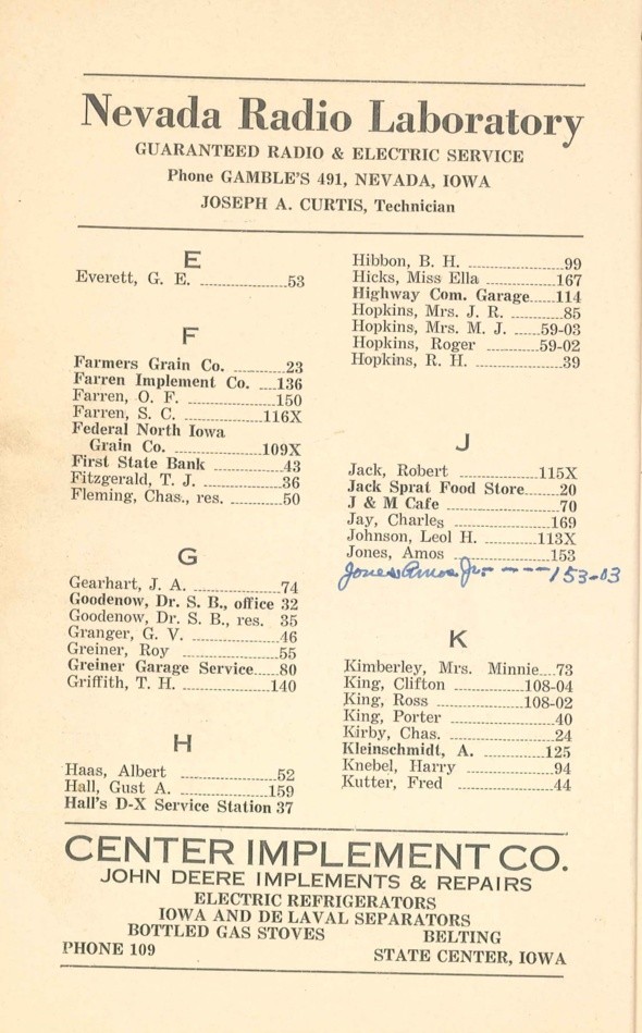 Colo Telephone Company 1940 Directory image 06