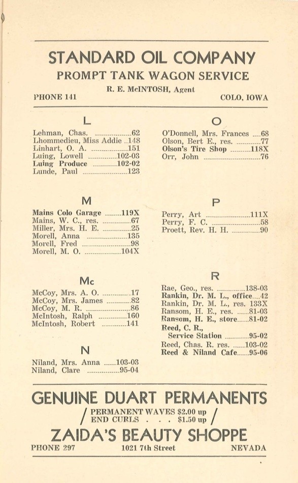Colo Telephone Company 1940 Directory image 07