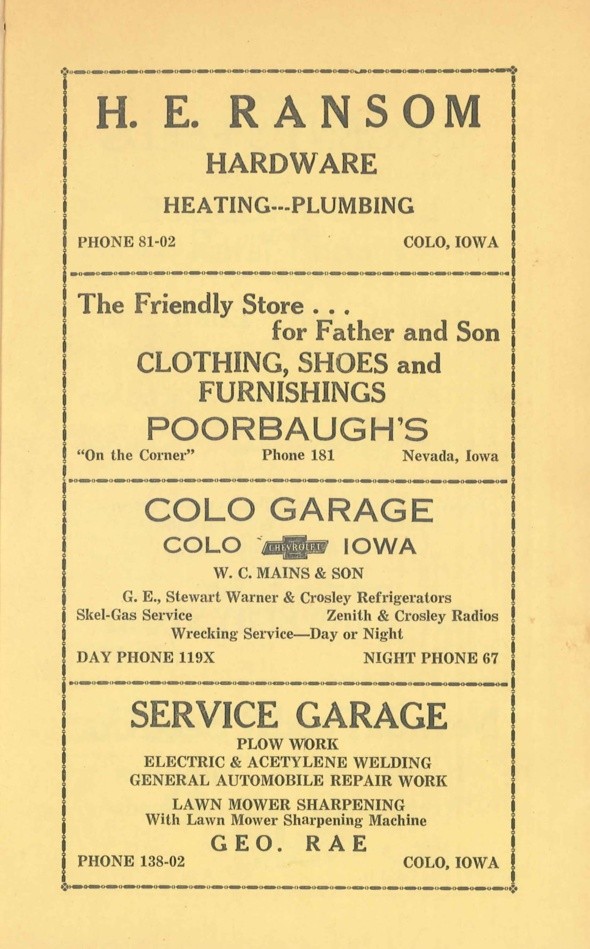 Colo Telephone Company 1940 Directory image 09