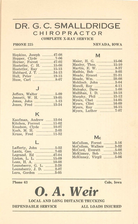 Colo Telephone Company 1940 Directory image 13