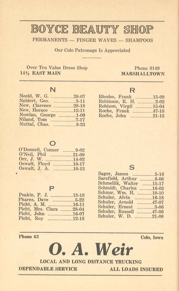 Colo Telephone Company 1940 Directory image 14