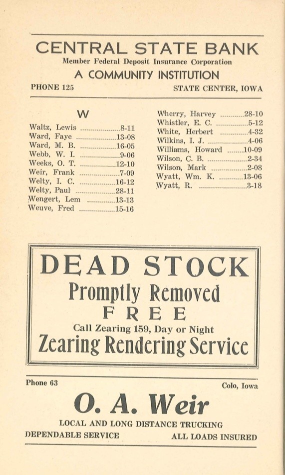 Colo Telephone Company 1940 Directory image 16
