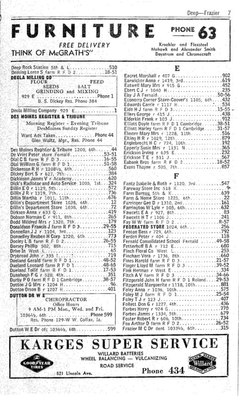 Nevada, Iowa 1948 Phone Directory image 09