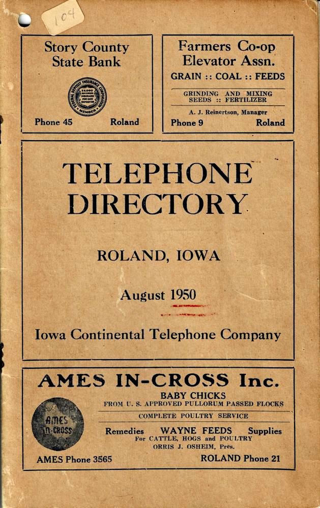 1913 Roland Telephone Directory image 1