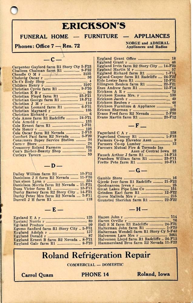 1913 Roland Telephone Directory image 3