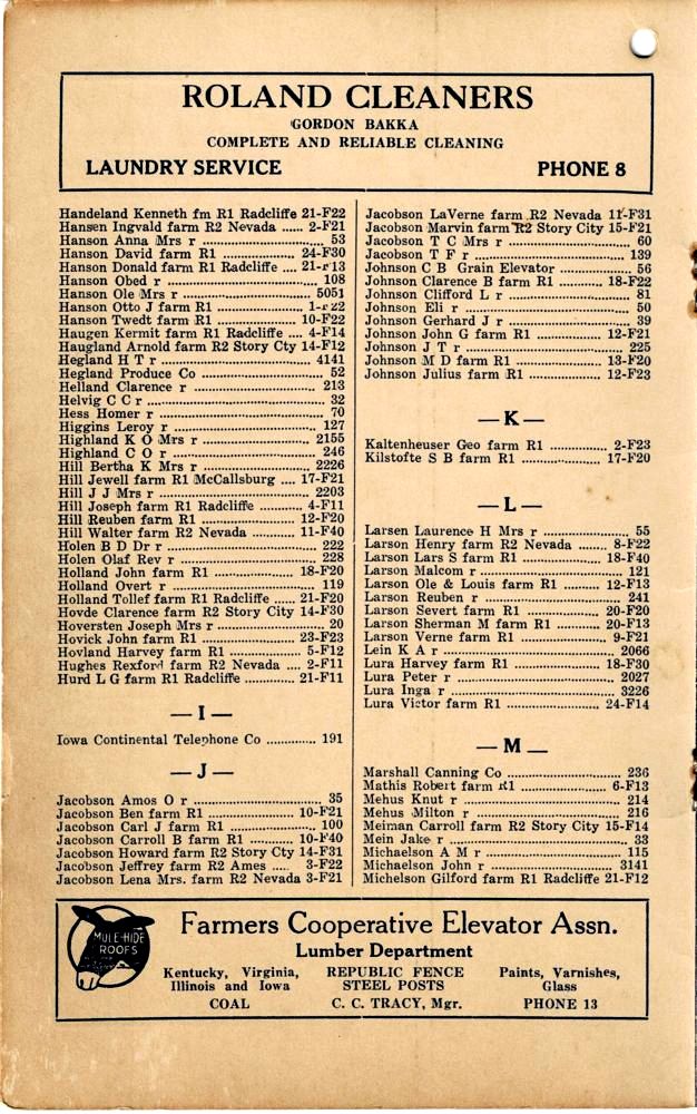 1913 Roland Telephone Directory image 4