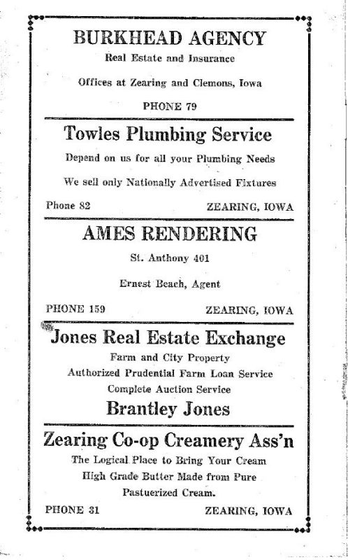 Zearing, Iowa 1953 Phone Directory image 03