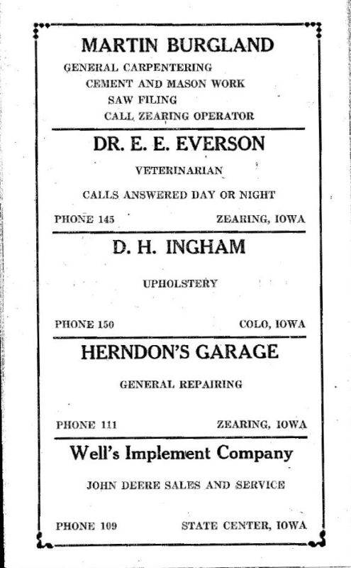 Zearing, Iowa 1953 Phone Directory image 23