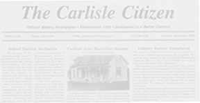 front page of the Carlisle Citizen newspaper