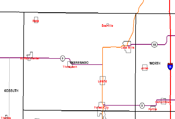 Winnebago County, Iowa Map