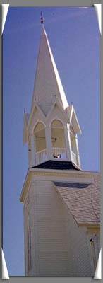 Pioneer Village, Forest City, Iowa; Church steeple which can be seen for miles and miles