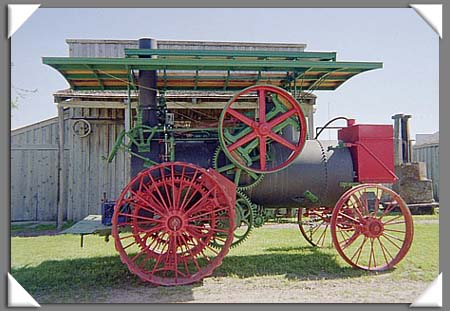 Pioneer Village, Forest City, Iowa; Very old steam driven tractor