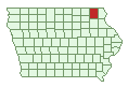 Winneshiek's location on the map of Iowa