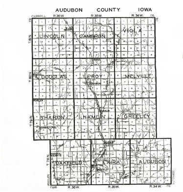 Audubon County Townships Map
