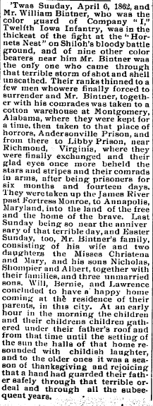 Bintner, Audubon County Journal 4-11-1901