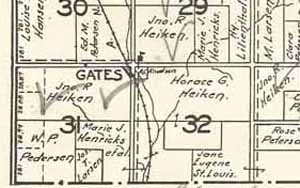 Gates, Iowa Map 1930