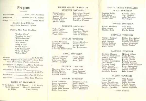 Audubon County 8th Grade Promotion Exercises, June 1938