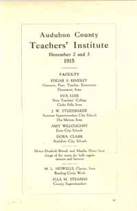 Audubon County Teacher's Institute 1915