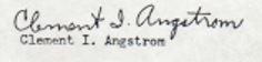 signature of Clement I Angstrom, of Boone county, Iowa